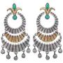 Aheli Oxidized Boho Dangle Earrings Encrusted with Faux Stone Studded Indian Bollywood Ethnic Fashion Jewelry for Women