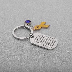 AKTAP Down Syndrome Awareness Gift Down Syndrome Awareness Keychain Blue & Yellow Ribbon Charm Dog Tag Keychain Down Syndrome Jewelry