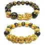 Feng Shui Wealth Pi Xiu Bracelet, 2 Pcs Black Amulet Bead Bracelets for Women Men Attract Wealth Money Good Luck Feng Shui Jewelry
