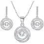 BriLove Women 925 Sterling Silver Dancing CZ Round Spiral Swirl Pendant Necklace Dangle Earrings Set Clear BriLove Women 925 Sterling Silver Dancing CZ Round Spiral Swirl Pendant Necklace Dangle Earrings Set Clear