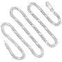 925 Sterling Silver 3MM Figaro Chain Italian Necklace For Men & Women Lobster Claw Clasp 16''-36''