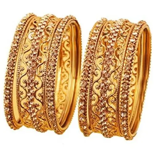 Touchstone ''Golden Bangle Collection Exotic Filigree and Grain Work Clear Rhinestone Indian Bollywood Thick Thin Metal Bangle Bracelets in Antique Gold Tone for Women. Touchstone ''Golden Bangle Collection Exotic Filigree and Grain Work Clear Rhinestone Indian Bollywood Thick Thin Metal Bangle Bracelets in Antique Gold Tone for Women.