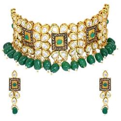 Aheli Indian Traditional Choker Necklace Earring Bollywood Wedding Fashion Jewelry for Women