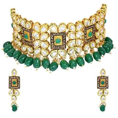 Aheli Indian Traditional Choker Necklace Earring Bollywood Wedding Fashion Jewelry for Women Aheli Indian Traditional Choker Necklace Earring Bollywood Wedding Fashion Jewelry for Women
