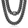 ROWIN&CO Mens Chain Black Heavy Big 316L Stainless Steel Miami Cuban Link Necklace Hip hop Jewelry Choker Chain, 15mm Width/ 18 20 22 24 26 30 35 inch Lengths, (with Gift Box)