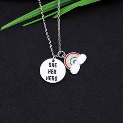 CYTING She Her Hers Pronoun Gender Identity Transgender Necklace LGBTQ LGBT Jewelry Gay Lesbian Gift for Transitioning Friends