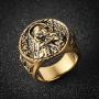 AsAlways Gold-Plated Stainless Steel St. Saint Joseph Medal Protect US Amulet Stainless Steel Solid Cross Catholics Ring