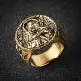 AsAlways Gold-Plated Stainless Steel St. Saint Joseph Medal Protect US Amulet Stainless Steel Solid Cross Catholics Ring