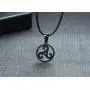PJ Jewelry Mens Celtic Symbol Triskelion Pendant Stainless Steel Triskele Triple Spiral Necklace with Leather Chain PJ Jewelry Mens Celtic Symbol Triskelion Pendant Stainless Steel Triskele Triple Spiral Necklace with Leather Chain