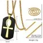 PJ Jewelry Mens Stainless Steel Ancient Egyptian Key of Life Ankh Cross Dog Tag Pendant Necklace,Removable