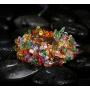 LINJIE JEWELRY Synthetic Amethyst/Turquoise/Rock Crystal Bracelet Quartz Healing Chakra Crushed Stone Chips Chunky Stretch Strand