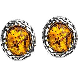 Baltic Honey Amber Sterling Silver Round Stud Earrings