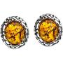 Baltic Honey Amber Sterling Silver Round Stud Earrings