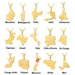 U7 Nation Map Pendant Patriotism Jewelry 18K Gold Plated Necklace Pendant with Adjustable Rolo Chain