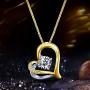 Heart Necklace - 5A Cubic Zirconia Layered Necklace 14k Yellow Gold and White Gold Plated - Heart Pendant Necklace - Jewelry Gifts Necklaces for women
