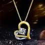 Heart Necklace - 5A Cubic Zirconia Layered Necklace 14k Yellow Gold and White Gold Plated - Heart Pendant Necklace - Jewelry Gifts Necklaces for women