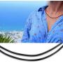 POTESSA Black Leather Cord Choker Necklace Double Knotted Adjustable Necklace Minimalist Jewelry for Women Men Unisex