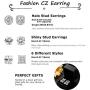 Jstyle Halo Cubic Zirconia Stud Earrings for Women Clear CZ Round Square Stud Earrings Set Ear Jewelry