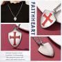 FaithHeart Knights Templar Seal Necklace Christ Fellow-Soldiers Stainless Steel Saint-Omer Pewter Jewelry, Mens Charm Medallion with Gift Packaging Customize Available