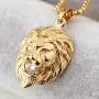 Ineffable Stainless Steel Vintage Lion Head Pendant Necklace Rope Chain Jewelry punk style Ineffable Stainless Steel Vintage Lion Head Pendant Necklace Rope Chain Jewelry punk style