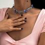 Ingemark Shiny Butterfly Iced Out Chain Necklace Hip Hop Cuban Link Chain Choker for Women Girls Adjustable Necklace Jewelry