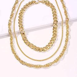 Chain Necklace Paperclip For Women Egirl Gold Chocker Double Link Chain Necklace Bulk Boys Men Layered Twist Cuban Necklace Ladies Dainty Chunky Punk Jewelry Set Her Him Mothers Day Birthday Gift