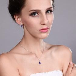 Gem Stone King 1.74 Ct Round Purple Amethyst 925 Sterling Silver Pendant Earrings Set