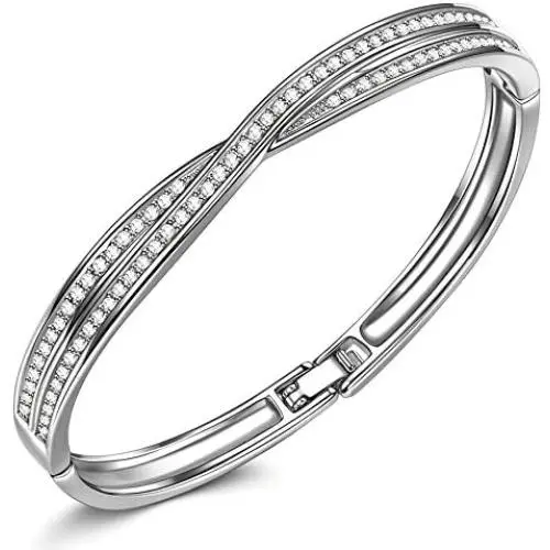 Alex Perry Christmas Bracelets for Women, Waltz of Love Sparkling Cross Bangle, with Crystal from Austria, Birthday Gifts for Women, Jewelry Gifts Box
