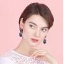 BONALUNA Bohemian Wood And Flower Printed Oval Shaped Drop Statement Earrings
