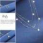 Blufly Layered Turquoise Pendant Necklace Silver Sequins Choker Necklaces Infinity Beaded Necklaces Chain Boho Jewelry for Women and Girls