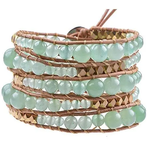 Globi Natural Stone Wrap Bracelet For Women/Men | Adjustable Multilayer Genuine Leather Boho Handmade Beaded Bracelet Globi Natural Stone Wrap Bracelet For Women/Men | Adjustable Multilayer Genuine Leather Boho Handmade Beaded Bracelet