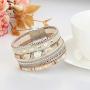FIBO STEEL Boho Wrap Bracelets for Women Braided Leather Rope Handmade Multi-Layer Cuff Bangle