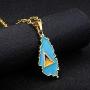 Saint Lucia Map Flag Necklace for Women Girl Gold Color Stainless Steel Jewelry St. Lucia Pendant Chains Jewellery