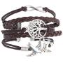NEVERMORE Multi-Corded Leather Bracelet Antique Silver Tree of Life, Infinity, and Flying Doves CharmsBLACK Friday Special
