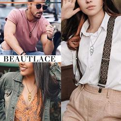 beautlace Three Triangles Geometric Necklaces 18K Gold/Silver/Black Gun Plated Circle and Square Pendant Charm Minimalist Jewelry for Men and Women