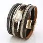 AZORA Womens Leather Wrap Bracelets Multi Strands Feather Pearls Leather Cuff Braceler with Magnetic Clasp Boho Gift for Friends Teens Girls Lady AZORA Womens Leather Wrap Bracelets Multi Strands Feather Pearls Leather Cuff Braceler with Magnetic Clasp Boho Gift for Friends Teens Girls Lady