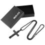 HZMAN Religion Cross Lords Prayer Stainless Steel Pendant Necklace Rolo Cable Wheat Chain