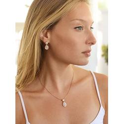 Mariell Rose Gold CZ Pear Shaped Necklace and Earrings Set - Wedding Jewelry for Brides & Bridesmaids