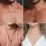 M MOOHAM Cross Necklace for Men, Silver Black Gold Stainless Steel Plain Cross Pendant Necklace for Men Box Chain 16-30 Inch M MOOHAM Cross Necklace for Men, Silver Black Gold Stainless Steel Plain Cross Pendant Necklace for Men Box Chain 16-30 Inch