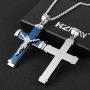 HZMAN Crucifix Stainless Steel Jewelry Jesus Cross Pendant Gold Silver Black Necklace Gift