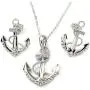 C Jory White & Rose Gold Plated Anchor Necklace Earring Studs Jewelry Set C Jory White & Rose Gold Plated Anchor Necklace Earring Studs Jewelry Set