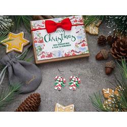RareLove 2020 Statement Christmas Candy Cane Red Green Piercing Dangle Earrings Red CZ Rhinestone Silver Plated Alloy Holiday Jewelry for Women Girls