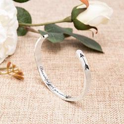 Inspirational Bracelets for Women Mom Personalized Gift for Her Engraved Mantra Cuff Bangle Crown Birthday Jewelry.