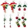 Christmas Jingle Bell Earrings,Kapmore 4 Pairs Christmas Earring Set Costume Jewelry Gift for Women Girls Cute Festive Xmas Drop Dangle Earrings Festive Holiday Birthday Party Gift