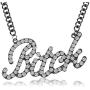 Q&Q Fashion Celebrity Urban Big Bling Bitch Necklace Word Crystal Pave Rhinestone Chunky Chain Best Friend Friendship Jewelry BFF Gift