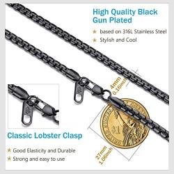 PROSTEEL Stainless Steel Flat Box Chain Necklace, Silver/Gold/Black Tone, Nickel-Free, Hypoallergenic Necklace, W: 4mm/6mm, L: 14/18/20/22/24/26/28/30 inch, Come Gift Box