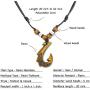 Nove Jewelry Leather Brown Hawaiian Fish Hook Pendant Hemp Cord Chain - Adjustable Black Cord