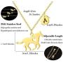 SHIWE Stainless Steel Gold Horse Necklace for Women 26 Initial Heart Letter Necklace Horse Pendant Necklace Horse Jewelry Gifts for Valentines’ Day