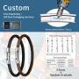 FOCALOOK Free Customized,Waterproof Soft Comfortable Braided Rope Leather Bracelet, Black/Brown, for Men/Women, Fathers Day Unique Gift, 18/20/22CM(with Gift Box)