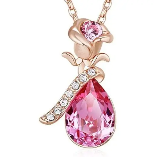 FUJIN Rose Necklace Jewelry for Women Hypoallergenic 18K Rose Gold/White Gold Plated Ladies Necklace Embellished with Crystals from Swarovski Jewel Gifts for Mom FUJIN Rose Necklace Jewelry for Women Hypoallergenic 18K Rose Gold/White Gold Plated Ladies Necklace Embellished with Crystals from Swarovski Jewel Gifts for Mom